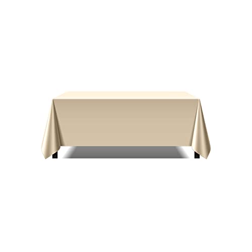 Pomp Beige 90" X 132" Premium Polyester Tablecloth | Wrinkle + Stain Resistant Easy Care Fabric | Fits 6Ft Rectangle Table #TOP2