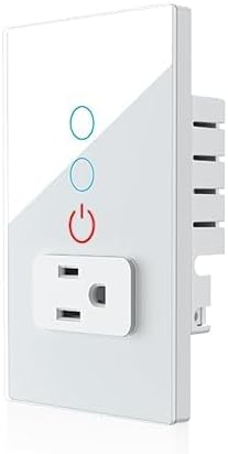 WiFi Smart Tuya Light Switch for Stairs Wall Socket American Plug Outlet Intelligent Glass Panel Remote Voice Control White 2Gang Socket