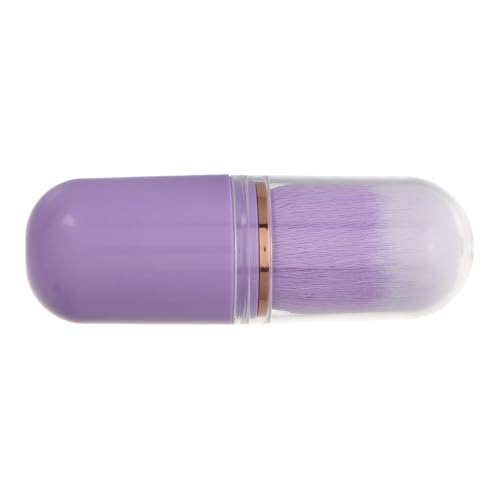 ARTIBETTER Brocha de Maquillaje Retráctil Mini Portátil para Rubor y Base en Polvo, con Cerdas Suaves, Tamaño de Viaje, Color Morado, Adecuado para Maquillaje Facial y Uso Profesional