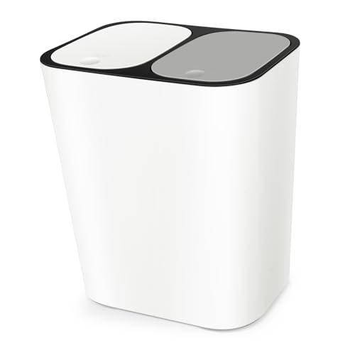 Caneca de basura rectangular con doble compartimento y tapa