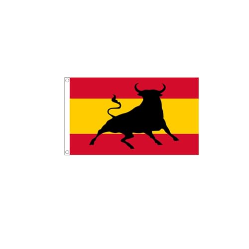 Stormflag Bandera de España con Toro 3x5ft Bandera de España con Toro 90x150cm poliéster 90g, de metal costura doble con ojal