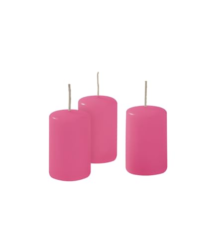 Cereria Di Giorgio - 12 Candele Cero - Diametro 4 cm Altezza 7 cm - Colore Fucsia - Durata 12 ore - Non profumate