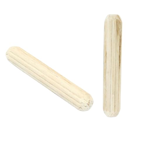 Zorveiio 120 Pieces Wooden Dowel Pins, 5x30mm(3/16\" x 1-5/32\") Wood Fluted Dowels Rods, Beveled Wood Pegs Hardwood Crafts Rods for Woodworking Furniture Shelf