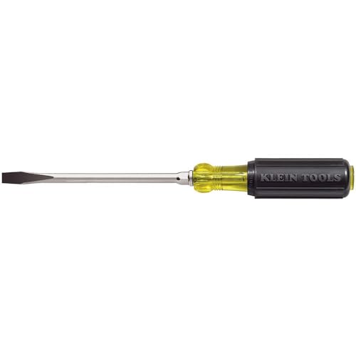Image of Klein Tools 602-6 5 /16-Inch Keystone Tip Screwdriver, Made in USA, 6-Inch Heavy Duty Round Shank with Cushion Grip Handle