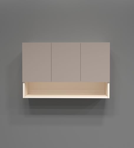 Image of SPECIALITY PANELS 3 Door Wall Cabinet with UV Profile Shutter | Wall Mounted Storage Cabinet for Kitchen Bathroom Living Room | Wooden Wall Cabinet Organizer UV Mocha Finish | DIY Assembly