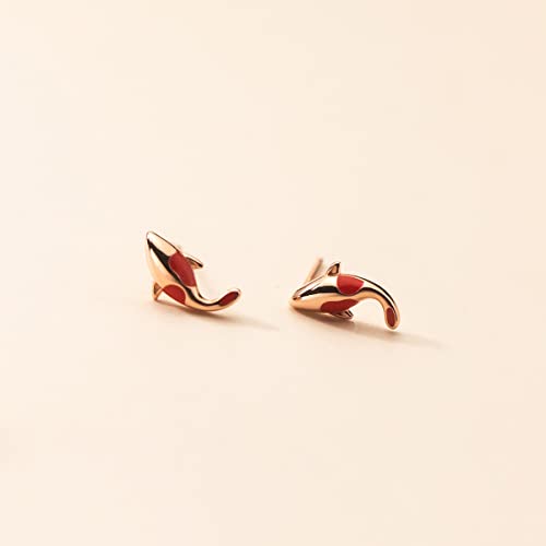 Boucles d'oreilles pour dames argent sterling carpes mignonnes simples