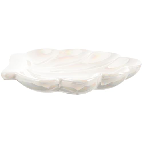 jojofuny Bandeja de Cerámica para Joyas Diseño de Concha Plato Organizador Antideslizante para Exhibir Anillos Pendientes y Collares Bandeja Multifuncional para Escritorio y
