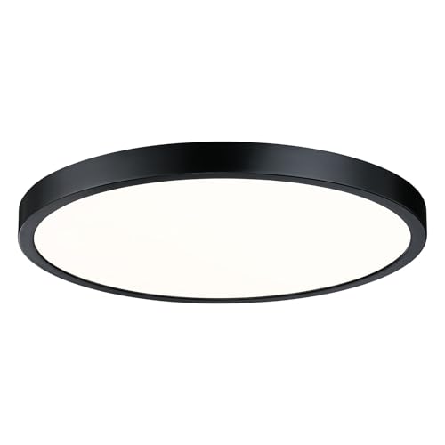 Image of Flush Mount Ceiling Light Fixture, 14 Inch LED Modern Kitchen Light, Slim Dimmable Black Flush Mount Light for Low Ceiling, Laundry, Hallway, Metal and Glass Lighting, 26W, 3000K