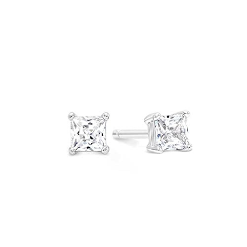 Kezef Sterling Silver Stud Earrings for Women & Men - Premium CZ S925 Hypoallergenic Earrings for Sensitive Ears - 14k White Gold - Size 3mm