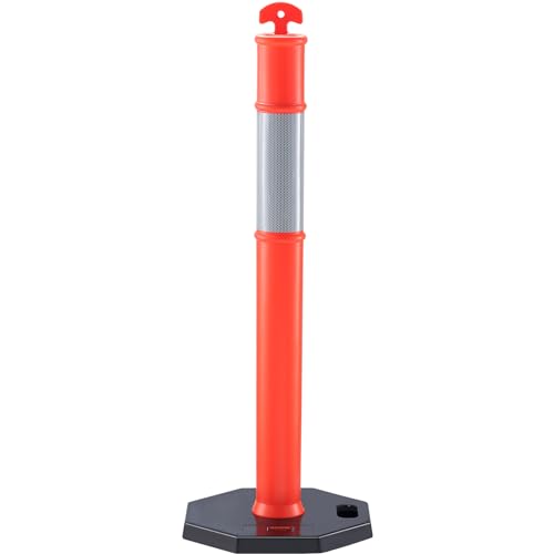 VEVOR Verkehrshütchen Verkehr Absperrpfosten 2 Stk. 430 x 430 mm Sockel Warnkegel Verkehrsleitkegel Reflektierende Warnleitkegel, Leitpfostenkegel Straßensperrpfosten Sicherheitspfosten Rot