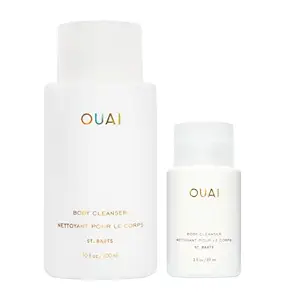 OUAI St. Barts Body Cleanser Bundle - Foaming Body Wash with Jojoba Oil & Rosehip Oil to Hydrate, Balance & Soften Skin - Paraben, Phthalate & Sulfate Free Skin Care Products (2 Count, 3 Oz/10 Oz)