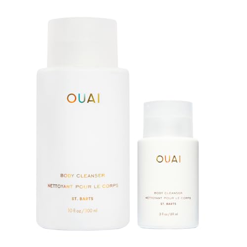 OUAI St. Barts Body Cleanser Bundle - Foaming Body Wash with Jojoba Oil & Rosehip Oil to Hydrate, Balance & Soften Skin - Paraben, Phthalate & Sulfate Free Skin Care Products (2 Count, 3 Oz/10 Oz)
