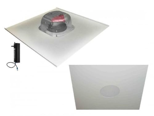 OWI Audio 2X2VG-HDTR62 Drop Ceiling Speakers on a 2X2 Tile and Backcan Assembly, 2 Speaker Package, Includes (2) 2x2 Vinyl Grill Ceiling Speaker with HD Amp and (1) 25/70/100V Transformer