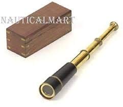 Handtooled Handcrafted Pullout Telescope with Hardwood Box