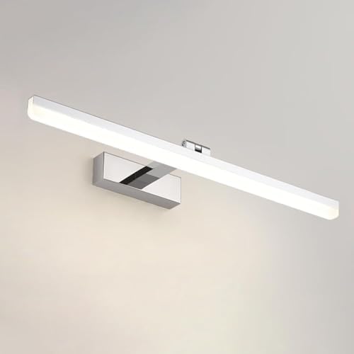 Silver Adjustable Vanity Light LED Cool White Over Mirror Lamp Long Strip Makeup Wall Lamp for Dressing Table Washroom(50cm)