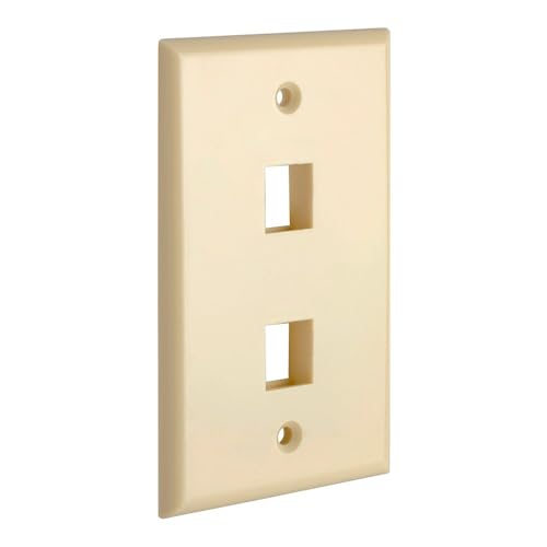 Cmple - 2 Port Keystone Wall Plate Single-Gang Wall Plate with Standard Size Keystone Jack Insert - Ivory