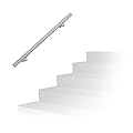 Relaxdays Corrimano in Acciaio 201, Lunghezza: 100 cm, Barra Rotonda per Scale Interne e Esterne, Ø 38 mm, Argento