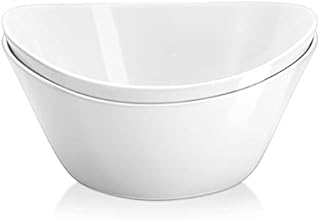 Yedio Salad Bowls Set, 40 Ounces Porcelain Serving Bowls for Kitchen, Large White Bowls for Soup, Oatmeal, Pasta, Snacks, Set of 2, Microwave Dishwasher Safe