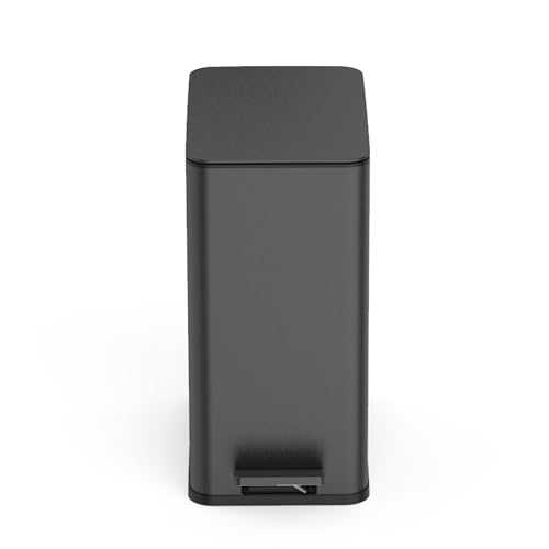 Caneca de basura rectangular de pedal de acero inoxidable negra