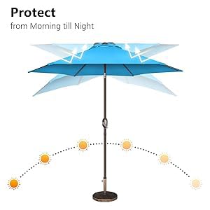 Parasol de jardin inclinable 2,7 m contre les rayons UV - 7