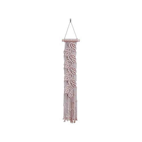 Macramé pour chambre et salon KnSam, tapisserie murale feuilles rose 15x74cm