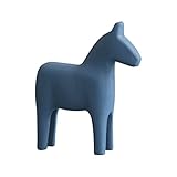 Veemoon Wooden Dala Horse Decor Small Craft Swedish Horse Rustic Statue Animal Desktop Ornament Unique Decoration for Home Office Festival Party Favor (Bule)