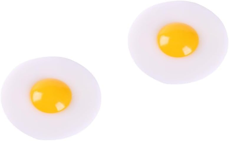 2Pcs Fake Eggs Realistic Fried Egg Props, Squishy Prank for Easter Decorations, Cooking Gags, Miniature Displays