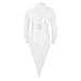 Mens Vintage Tailcoat Jacket Fancy Cool Cosplay Costume Robe Long-Sleeved Costume Cosplay Swallow-Tailed Coat Tuxedo White