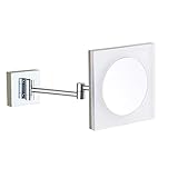 An der Wand befestigter Schminkspiegel mit Vergrößerung, einseitiger Premium-Badezimmerspiegel (8''), 360-Grad-Drehung mit verzerrungsfreier Sicht, ausziehbarer Arm, silbernes Finish
