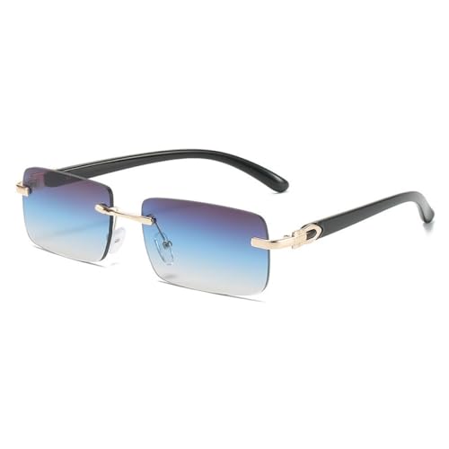 Lunettes de soleil rectangulaires en métal sans cadre protection et légèreté
