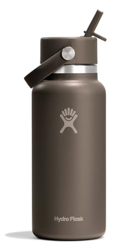 Traveler - 40 oz Water Bottle with Handle & Flip Straw - Fits in Cup Holder, Leak Resistant Tumbler-Reusable Insulated Stainless Steel & Rubber Base - Gifts for Women & Men, Midnight