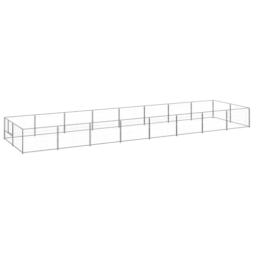 Owoxanthellate Hundezwinger Outdoor 800 x 200 x 70 cm Silberner Stahl Laufstall für Große Hunde mit Maschendraht Belüftung und Sicherheitstür Robustes Design für Garten Camping Indoor