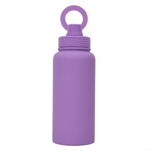 Advokingtap Botella de agua de acero inoxidable con soporte magnético para teléfono, termo aislado de doble pared para bebidas calientes/frías, gimnasio, deportes, uso al aire libre (morado)