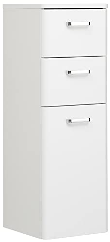 PELIPAL Quickset 359 Highboard, Holzdekor, Weiß Hochglanz, 33,0 x 30,0 x 90 cm