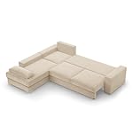 Ecksofa mit Schaffunktion und Betkasten 287 cm Breit VELANO, Eckcouch, L Shaped Sofa, Big Sofa, Komfort und Still, Wohnlandschaft L-Form, L Couch mit Schlaffunktion - Cord Couch Beige – Bild 4