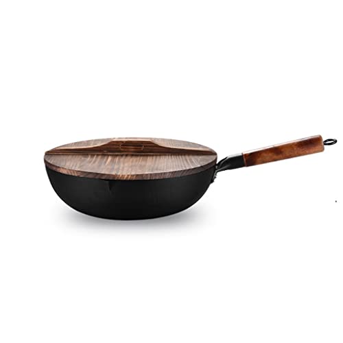 Wok de acero carbono con tapa para cocina eléctrica e inducción
