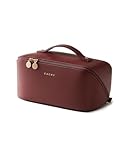 EACHY Travel Makeup Bag,Large Capacity Cosmetic Bags for Women,Portable Pouch Open Flat Toiletry Bag Make up Organizer with Divider and Handle