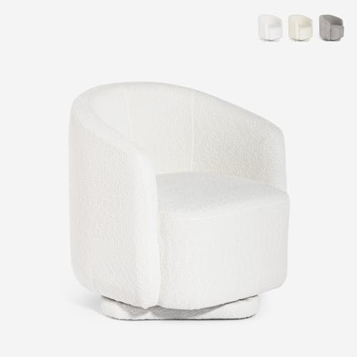 Produce Shop Butaca Moderna giratoria de Tela bouclé para salón Orav - Blanco