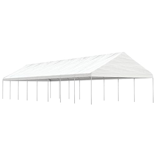 prissent Cenador con techo de polietileno de 17,84 x 5,88 x 3,75 m, color blanco, cenador de terraza, carpa para fiestas, cenador de exterior, jardín, cenador de exterior, impermeable, anti UV, ideal