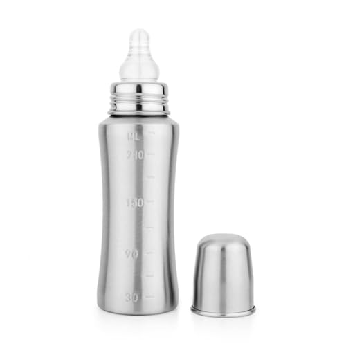 Image of Bon aPetite Stainless Steel Baby Feeding Bottle | 250 ML | 304 18/8 Stainless Steel | Medical Grade Silicone Nipple | Toxin Free Feeding Bottle | 100% BPA Free | Dishwasher Safe