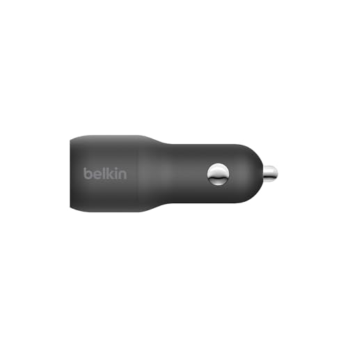 Belkin 37 Watt Dual USB Car Charger - Power Delivery 25W USB C Port & 12W USB A Port for PPS Charging Apple iPhone 14, 14 Pro, 14 Pro Max, iPhone 13, Samsung Galaxy, AirPods - Included Lightning Cable