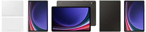 Image of Samsung Galaxy Tab S9 RAM 12 GB, ROM 256 GB, Wi-Fi Tablet, Gray with S9 Screen Protector, Transparent & S9 Book Cover Keyboard, Black & S9 Notepaper Screen, White & S9 Smart Book Cover, White