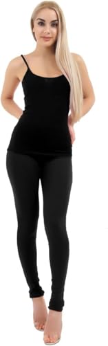 COSHAL® Womens Leggings with Pockets Women's Cotton Rich Full Length High Waisted Leggings for Gym Stretchy Workout Running Fitness Yoga Pants Leggings Size 26 Black