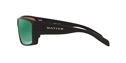 Native Eyewear Griz Polarized Rectangular Sunglasses, Matte Black/Green Reflex, 66 Mm #TOP5