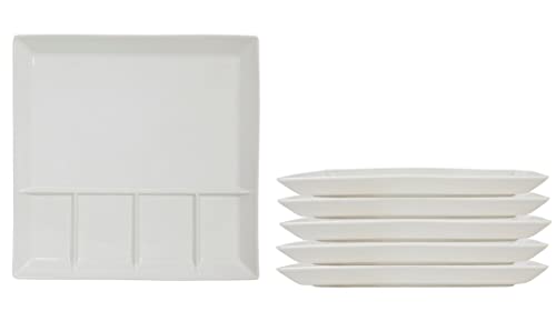 Spetebo Raclette und Fondue Teller eckig 6er Set - weiß - Grillteller...