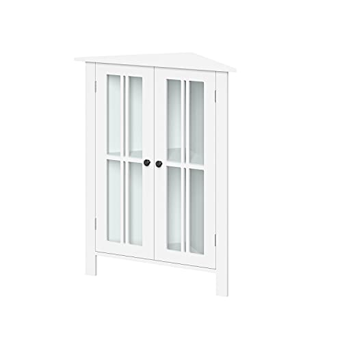 Riverridge Danbury Two Door Corner Cabinet, White And Clear #TOP3