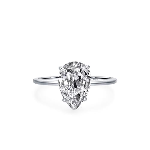 Bague Fiançailles Argent 925 femme alliance mariage zircon goutte d'eau solitaire