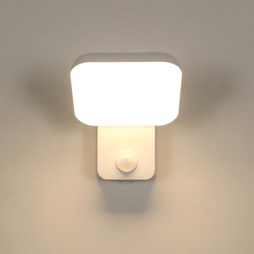 Comely Applique Murale Extérieure LED 16W Blanche avec Détecteur de Mouvement et Capteur Crépusculaire IP65 3000K Blanc Chaud Lampe Murale Jardin Terrasse...