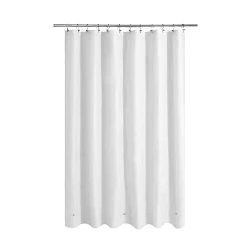 Image of Mrs Awesome Long Shower Curtain Liner with 3 Magnets, 72x78 White PEVA Shower Liner, 78 Length Plastic Shower Curtain for Bathroom, Waterproof, 72 x 78, White