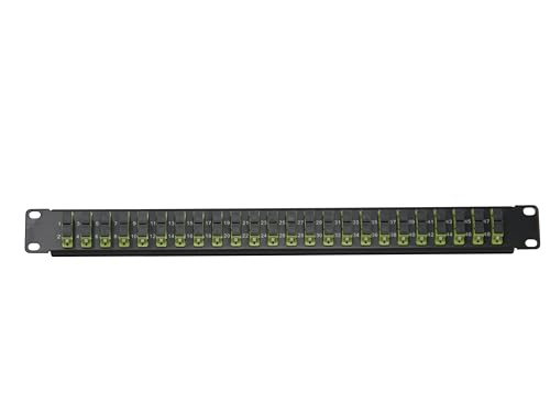 Ultra Spec Cables - 24 Port SC Duplex Fiber Patch Panel (Loaded 1u) 19" (24 Port SC Duplex Lime Green 100Gb OM5 Couplers MM)
